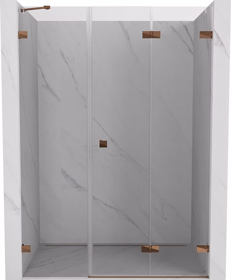 Mexen Lunar-F porte doccia pieghevoli destra 140 cm, trasparente, oro rosa - 836S-140-050-60-00-P
