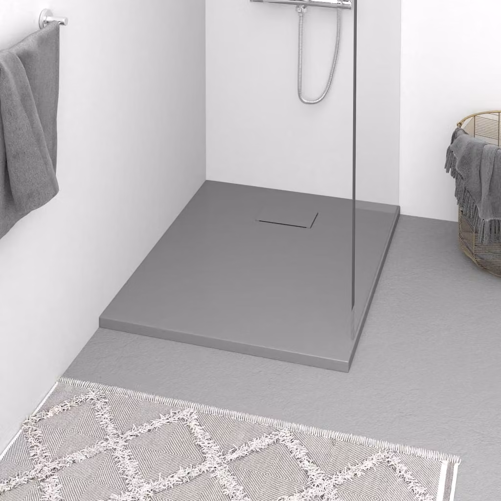 Piatto doccia rettangolare vidaXL in mineral cast grigio antiscivolo L: 90 cm, P: 70 cm – 1