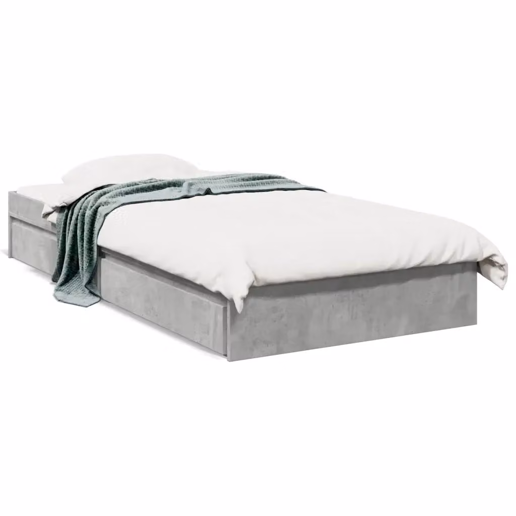 vidaXL Giroletto con Cassetti in Legno Multistrato Grigio 100x200 cm – 2