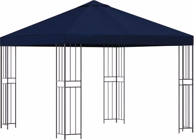 Gazebo | Pergolato 3 x 3 m Blu Poliestere e Acciaio 190 gsm