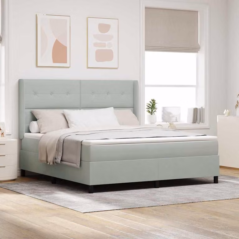 Maison Exclusive - Letto boxspring con strisce luminose a LED, grigio chiaro, 180 x 200 cm, velluto