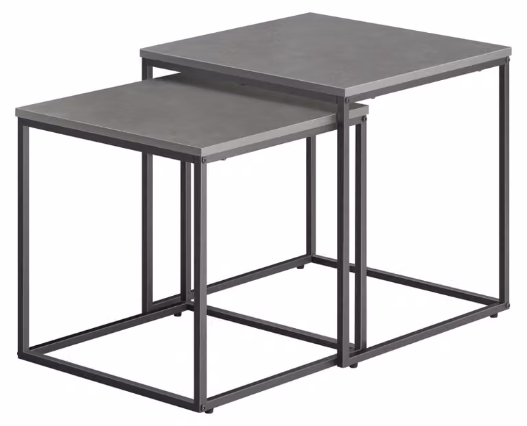 Tavolino Da Salotto - Leobert - Cemento/Gambe Nere - 50 X 50 X 50,5 Cm - Set Da 2