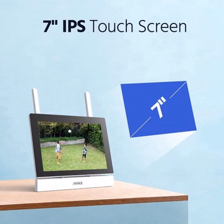 Sistema di telecamere di sicurezza wireless - 4 telecamere da 4MP con pannelli solari e monitor da 7 pollici per uso esterno