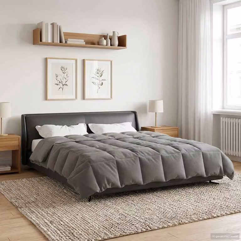 Piumone Completo Annuale 4 Stagioni vidaXL in Microfibra Reversibile e Traspirante, Grigio, L 220 x P 260 cm