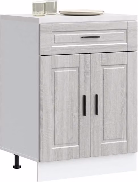 Base da cucina moderna vidaXL in legno grigio con ante a battente L/P/H: 81.5 x 46.0 x 60.0 cm
