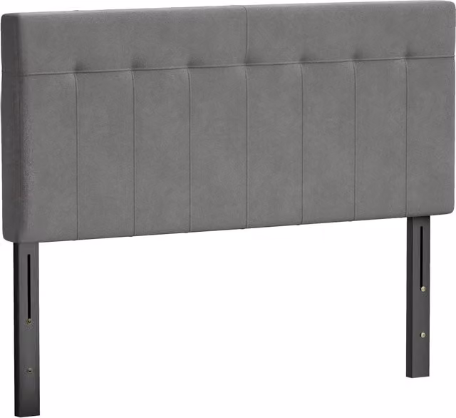 Testiera Letto Imbottita Minimal Grigia Regolabile in Altezza L: 140 cm, P: 10 cm, H: 106-126 cm