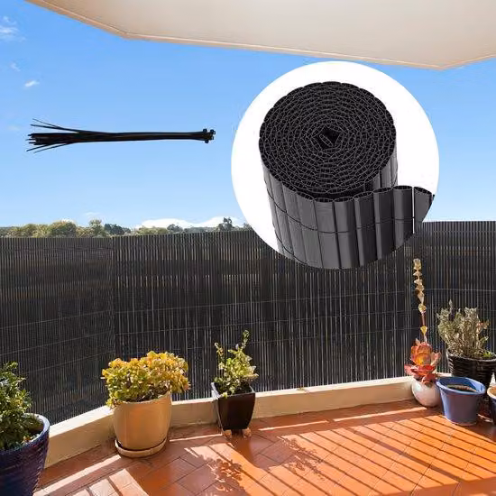 Recinzione da giardino in PVC da 4 m per garantire la privacy – Divisorio da giardino e copertura per balcone – Grigio