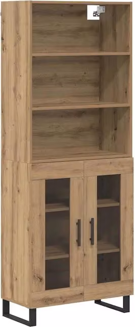 Set di 2 Credenze Madia e Buffet da pranzo in Legno Rovere e Metallo, Design Moderno, Colore Marrone, L: 180 cm, H: 69,5 cm, P: 32,5 cm – 1