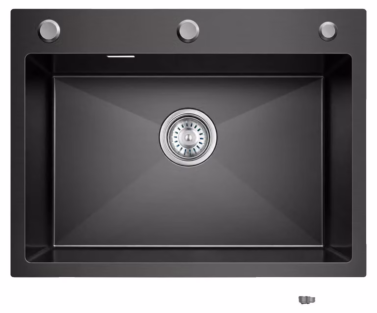 Lavello da cucina, acciaio inox, vasca singola, nero