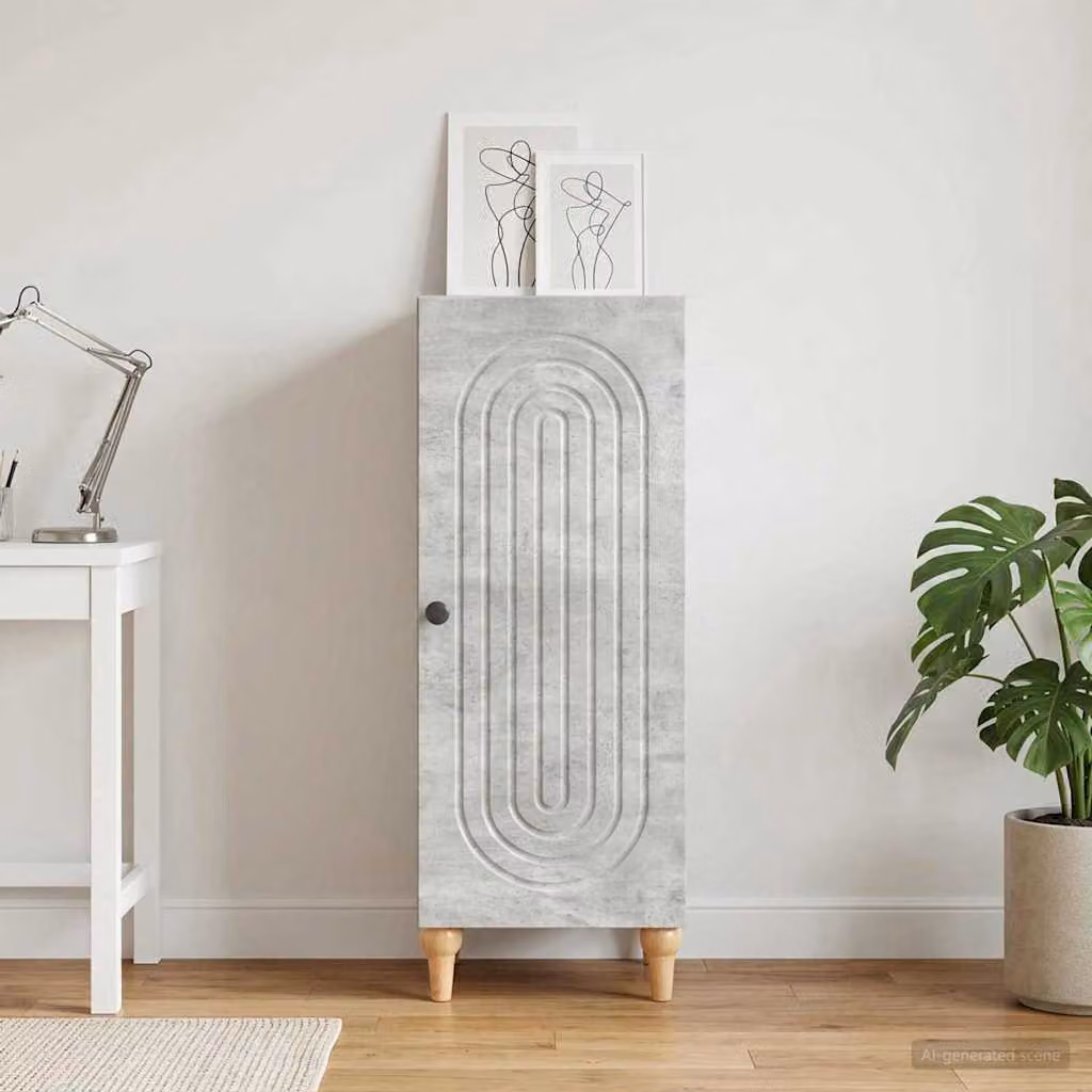 Credenza moderna vidaXL in legno ingegnerizzato grigio cemento, L/P/H: 33 x 34,5 x 90 cm