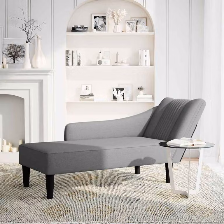 vidaXL Sdraio con Bracciolo Destro in Tessuto Grigio Scuro