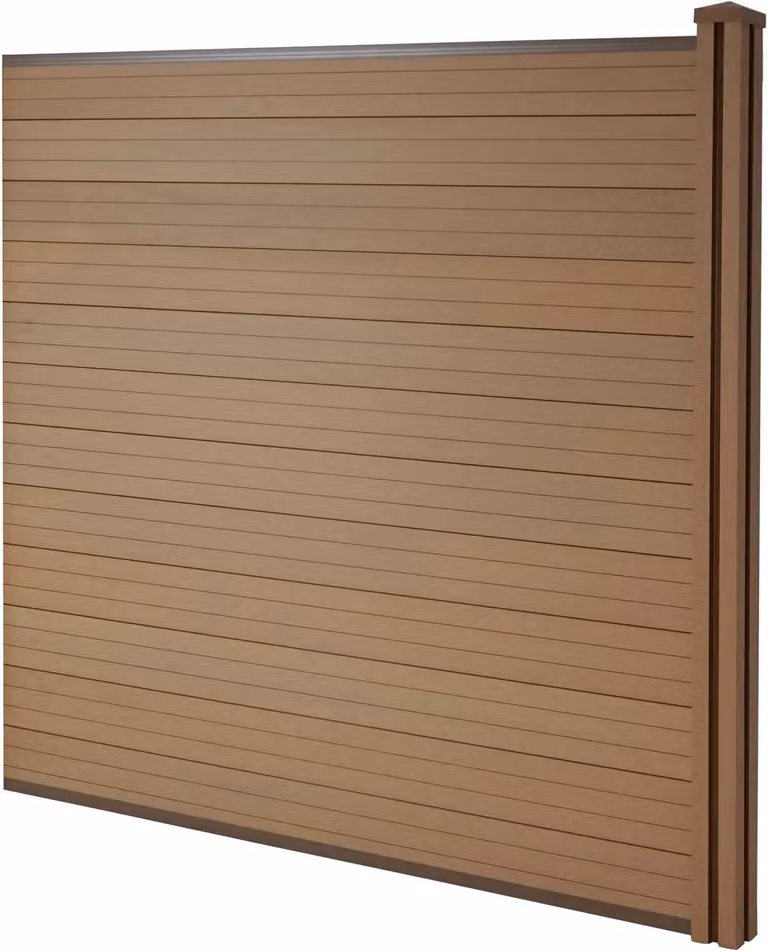 Schermo privacy in WPC Sarthe, recinzione frangivento, palo in WPC ~ elemento di prolunga, 1,88 m di teak