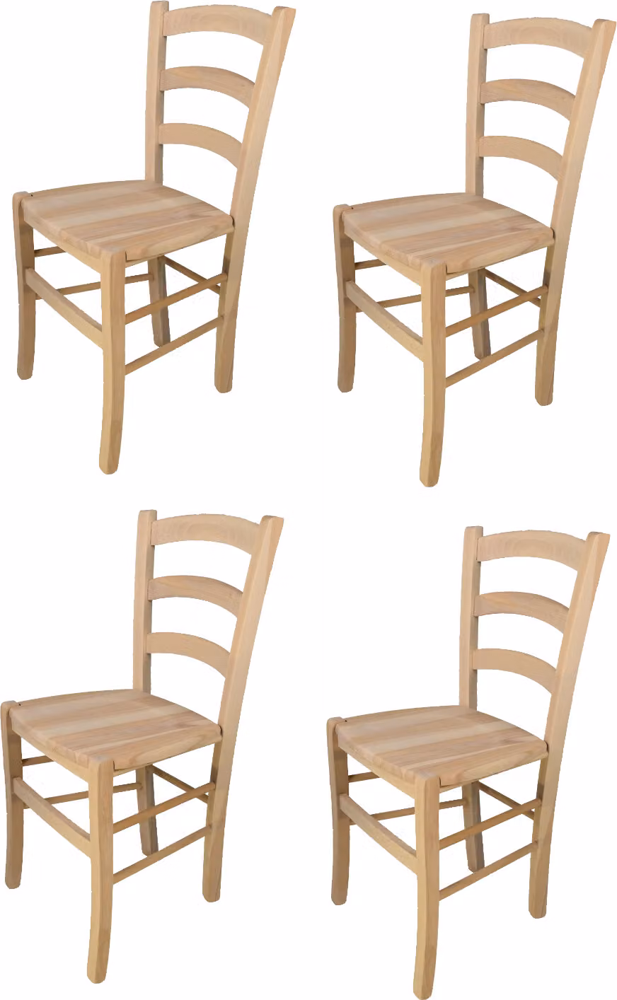 t m c s Tommychairs - Set di 4 sedie VENEZIA per cucina e sala da pranzo, struttura robusta in legno di faggio lucidato, non trattato e naturale al 100%, seduta in legno lucidato