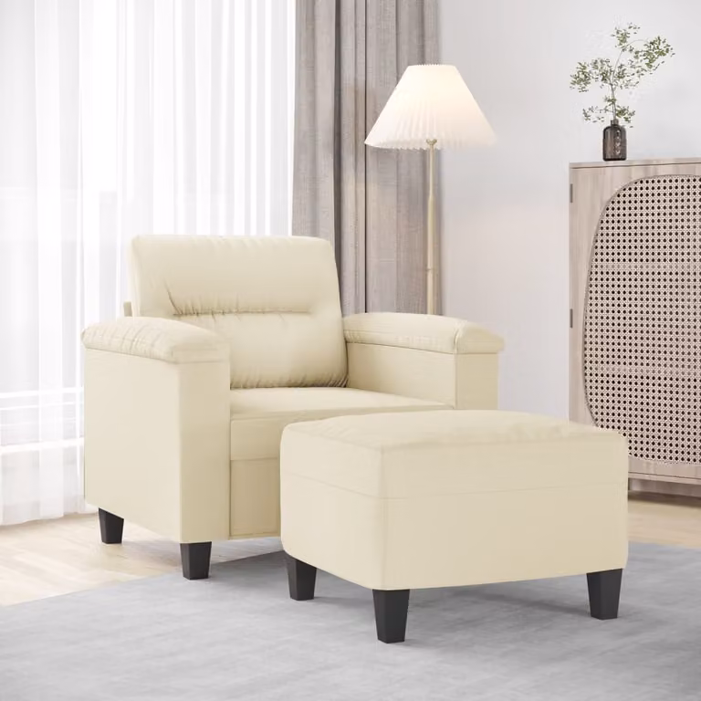 vidaXL Poltrona Relax con Poggiapiedi Beige in Similpelle e Schiuma