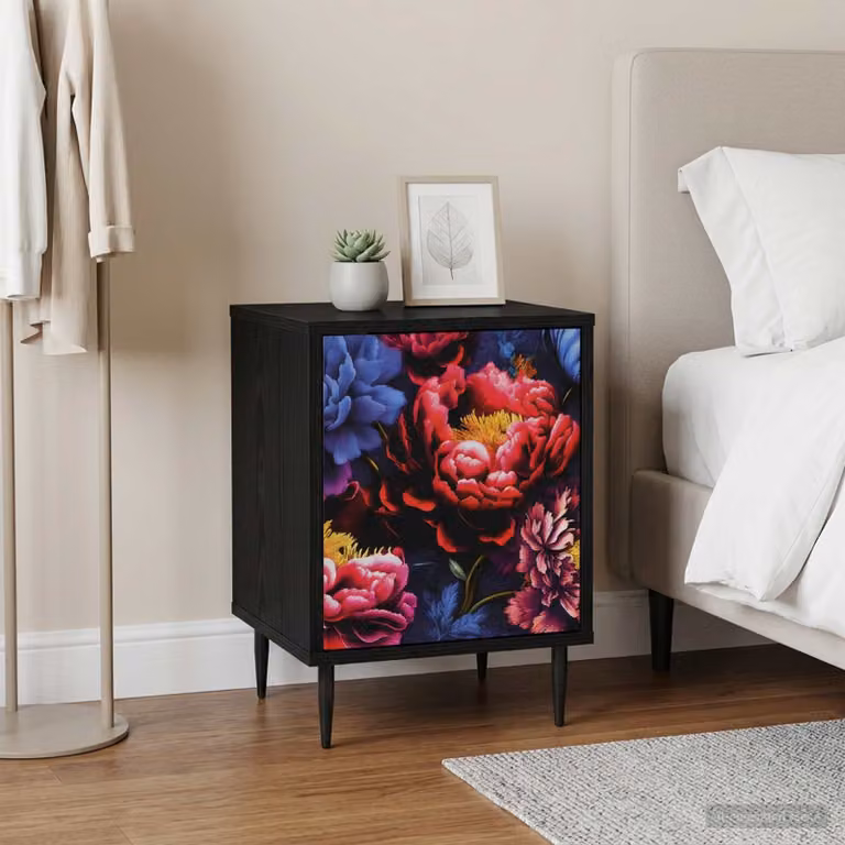 Set di 2 armadi da notte vidaXL KIEL in stile moderno, colore Rovere Nero, L 36 cm x P 33 cm x H 51 cm