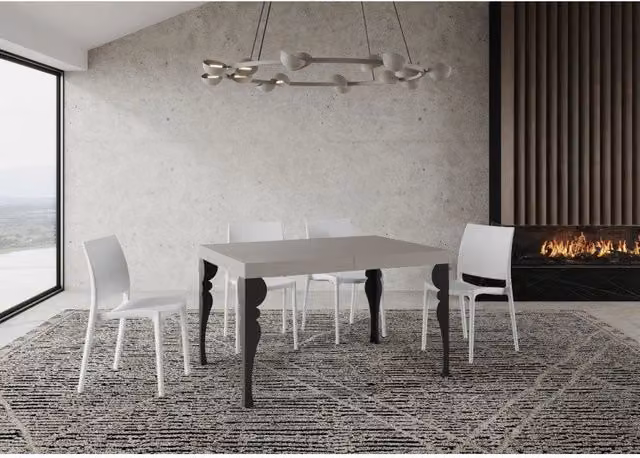 Tavolo allungabile moderno ITAMOBY con telaio antracite e piano cashmere L: 140-400 cm, P: 90 cm