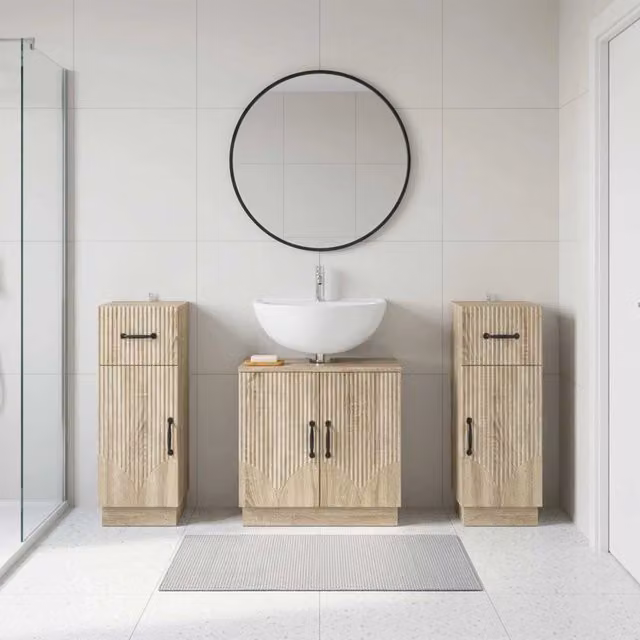 Set di armadietti da bagno in 3 pezzi HOORN Rovere Sonoma 3418037