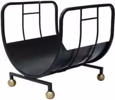 Porta legna Strong Design Amica in acciaio con piedi ottonati, Nero, L 36 cm x P 33 cm x H 37 cm
