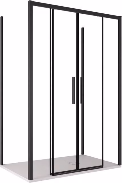 Box Doccia Bonussi Eliane a 3 Lati con 2 Ante Scorrevoli in Cristallo Trasparente 6mm, Forma Rettangolare, L/P/H: 140 x 80 x 195 cm