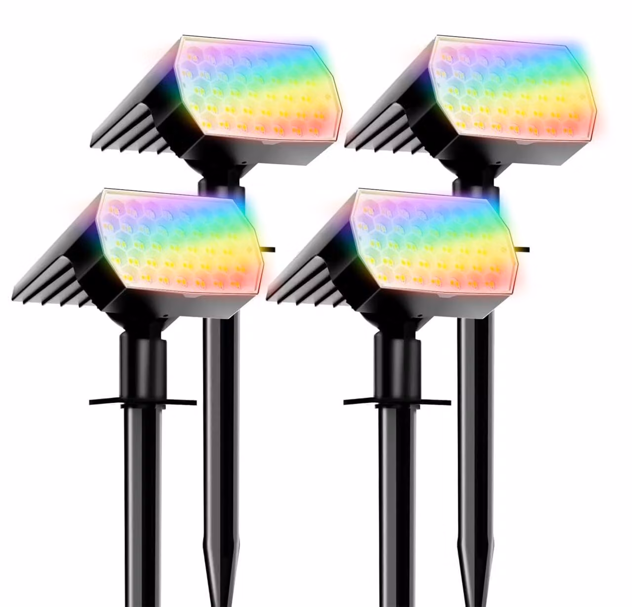 Set di 4 faretti solari, RGB, impermeabili, con 7 modalità e sensore di luminosità