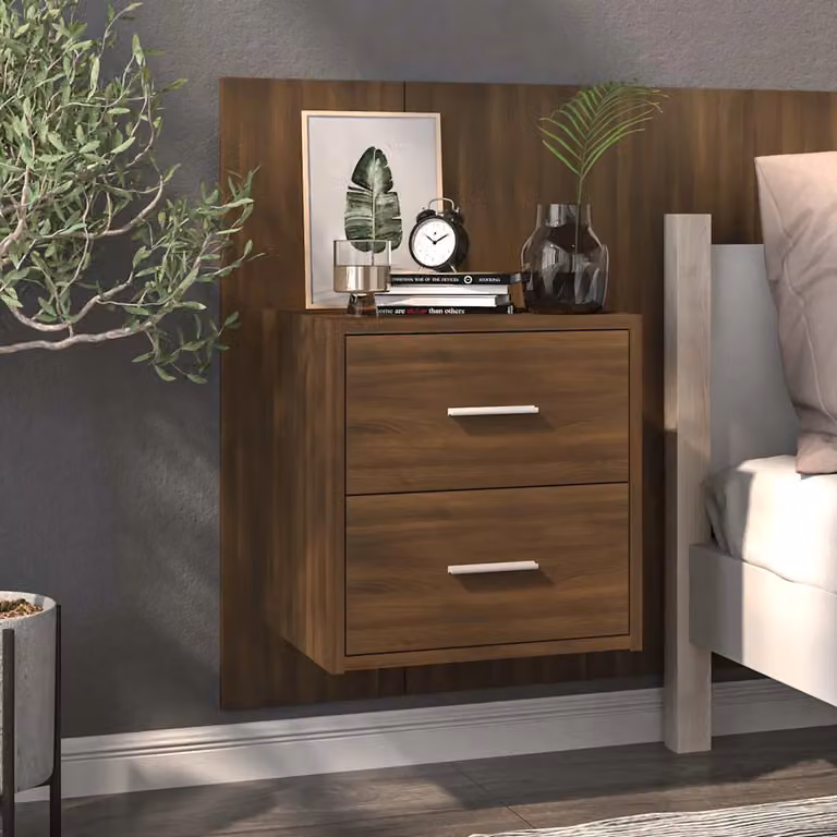 Comodino a muro vidaXL in legno Rovere Marrone