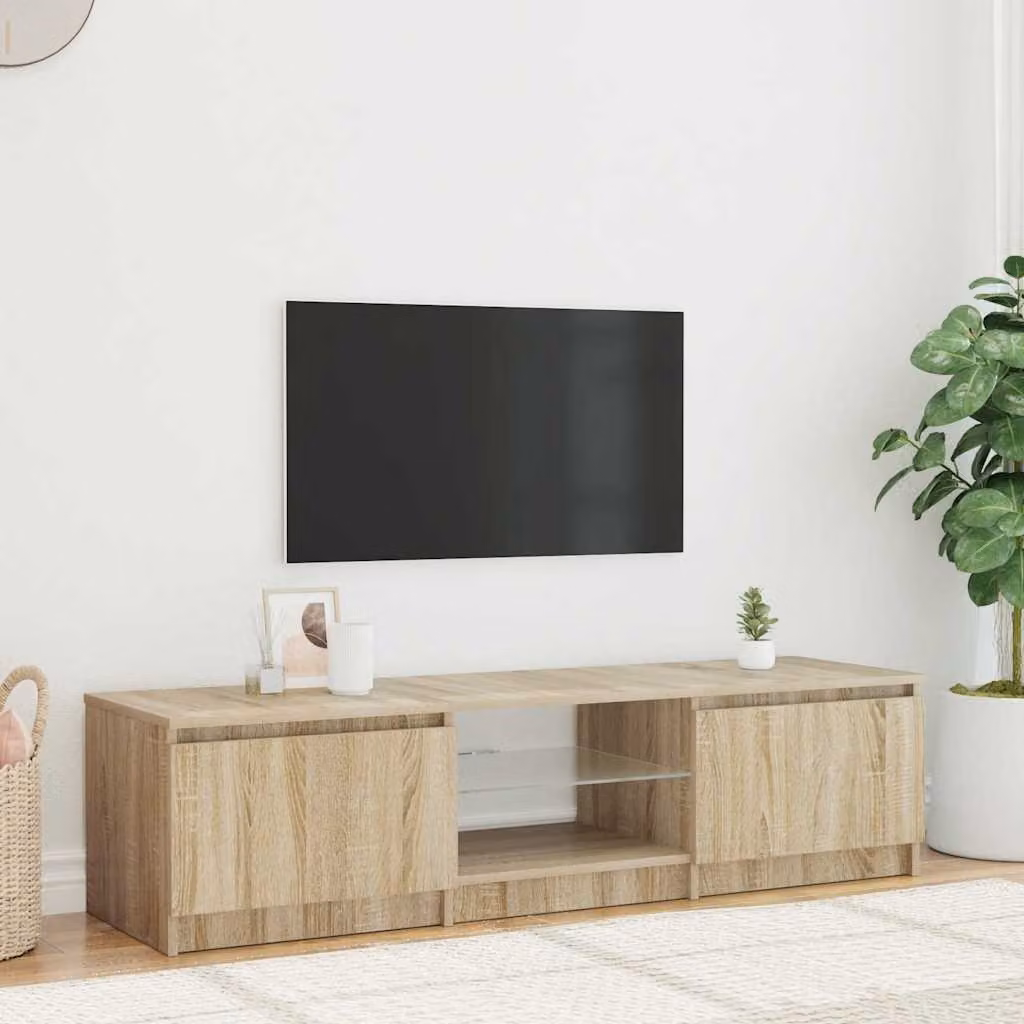 vidaXL Mobile Porta TV Moderno in Rovere Fumo con Luci LED integrate L 140 x P 40 x H 36 cm
