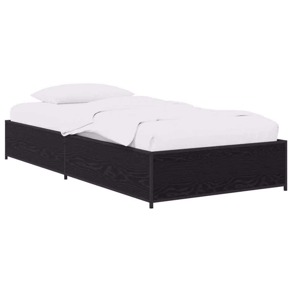 Letto singolo per adulti con struttura in legno Rovere Nero L: 200 cm, P: 80 cm – 2
