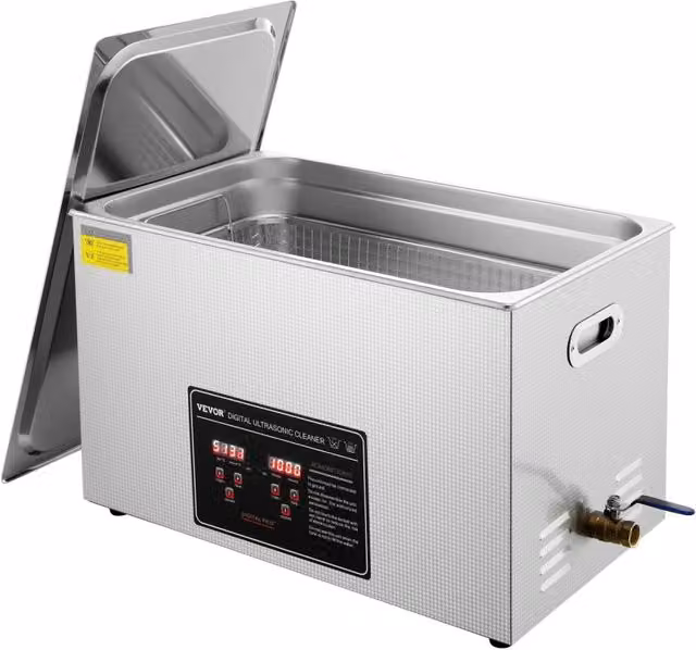 Pulitore a ultrasuoni 30 L in acciaio inox 33-40 kHz, vasca lavaggio digitale riscaldata per officina e laboratorio