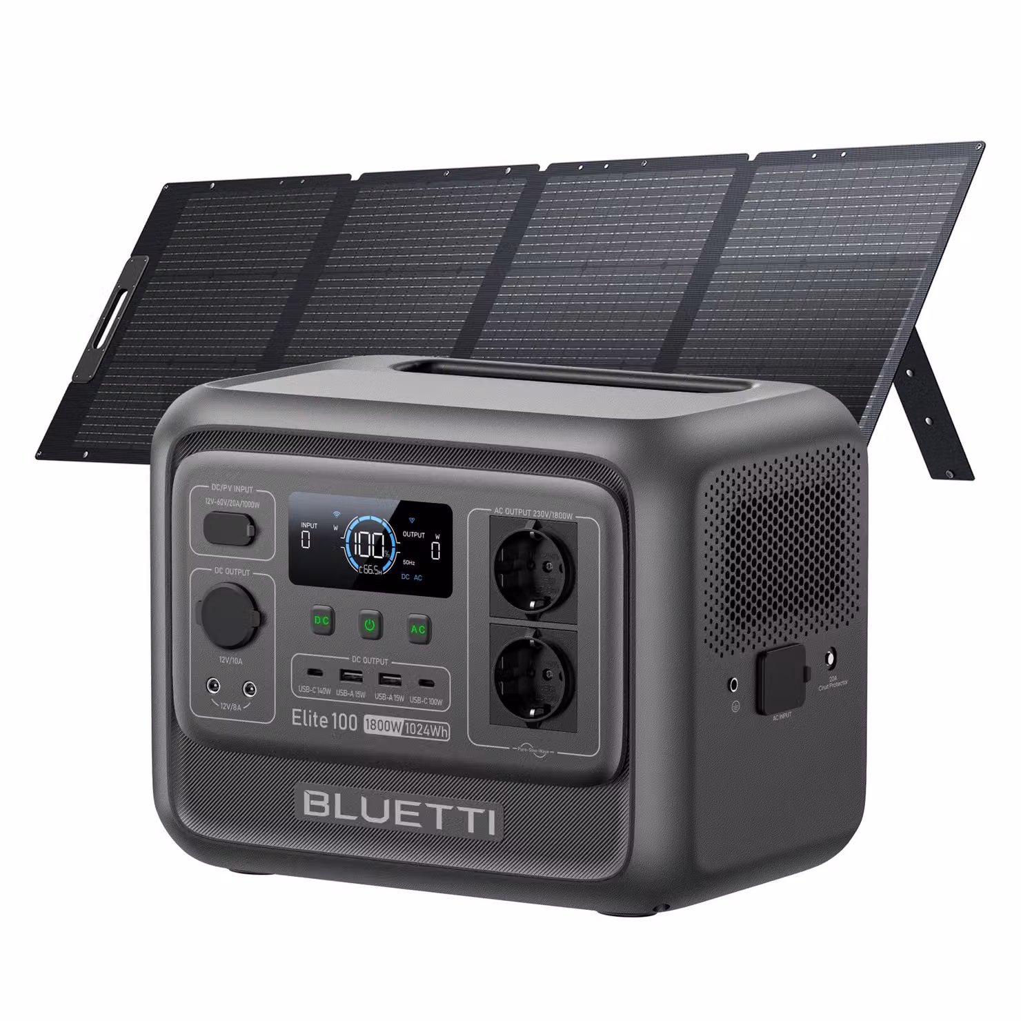 BLUETTI Elite 100 V2 + centralina portatile da 200W, batteria solare da 1024Wh con 2 uscite AC da 1800W, generatore per campeggio, emergenze e interruzioni di corrente