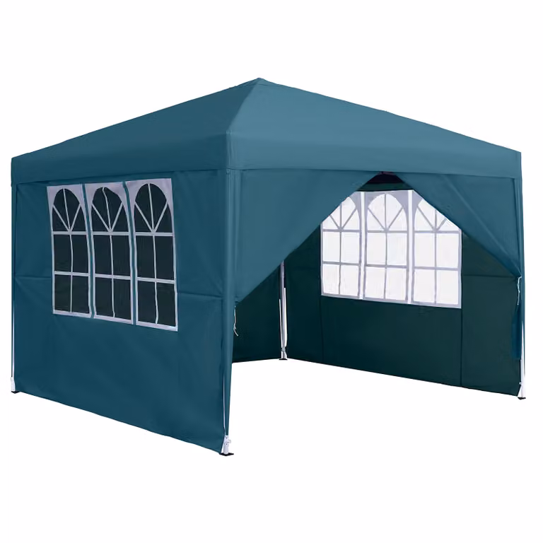 QEENTOE - Gazebo da giardino 2,5x2,5 m, tenda per feste con 4 pannelli laterali, impermeabile, protezione UV, colore verde, ideale per feste, matrimoni e picnic