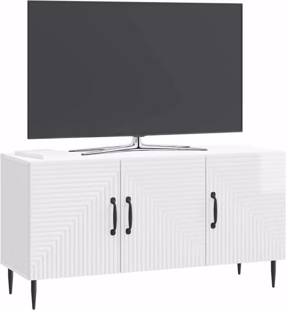 Mobile TV moderno Design In bianco lucido L: 99 cm, P: 34,5 cm, H: 50 cm – 1