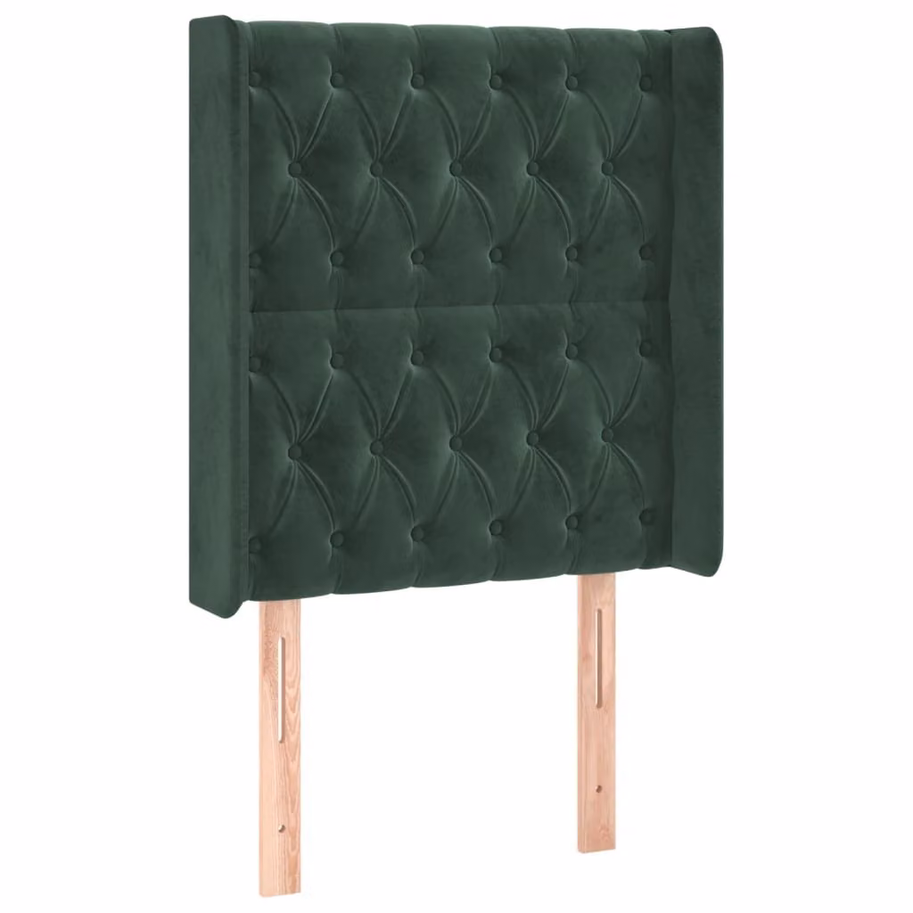 Testiera ad Orecchio Verde Scuro 83x16x118/128 cm in Velluto