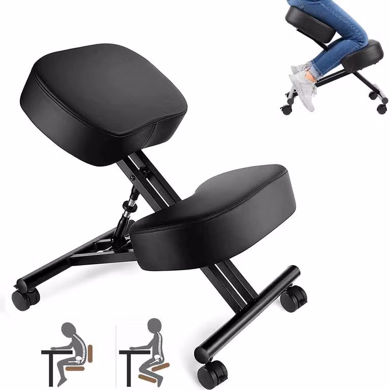 Sedia da scrivania - Sedia girevole ergonomica - Regolabile in altezza - Imbottita - Nera