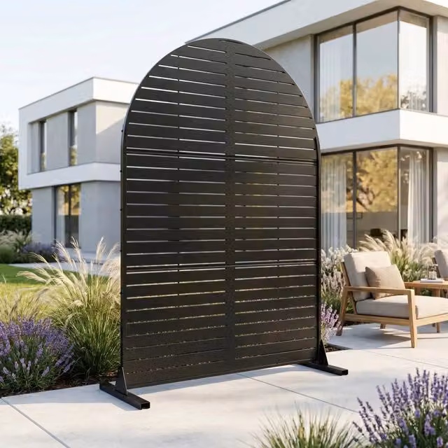 Paravento Arcuato Nodepp casa.pro in Acciaio Galvanizzato Nero H: 180 cm, L: 90 cm, P: 40 cm – 1