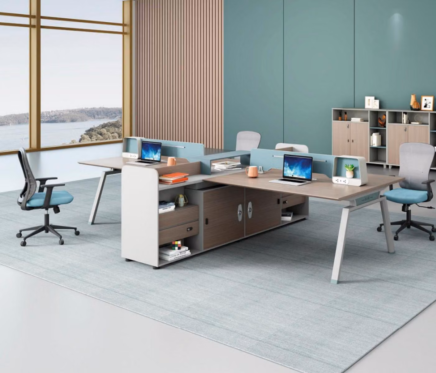Schreibtischsystem Bürotisch Workstation Co Working Tisch Insel Teamarbeitsplatz