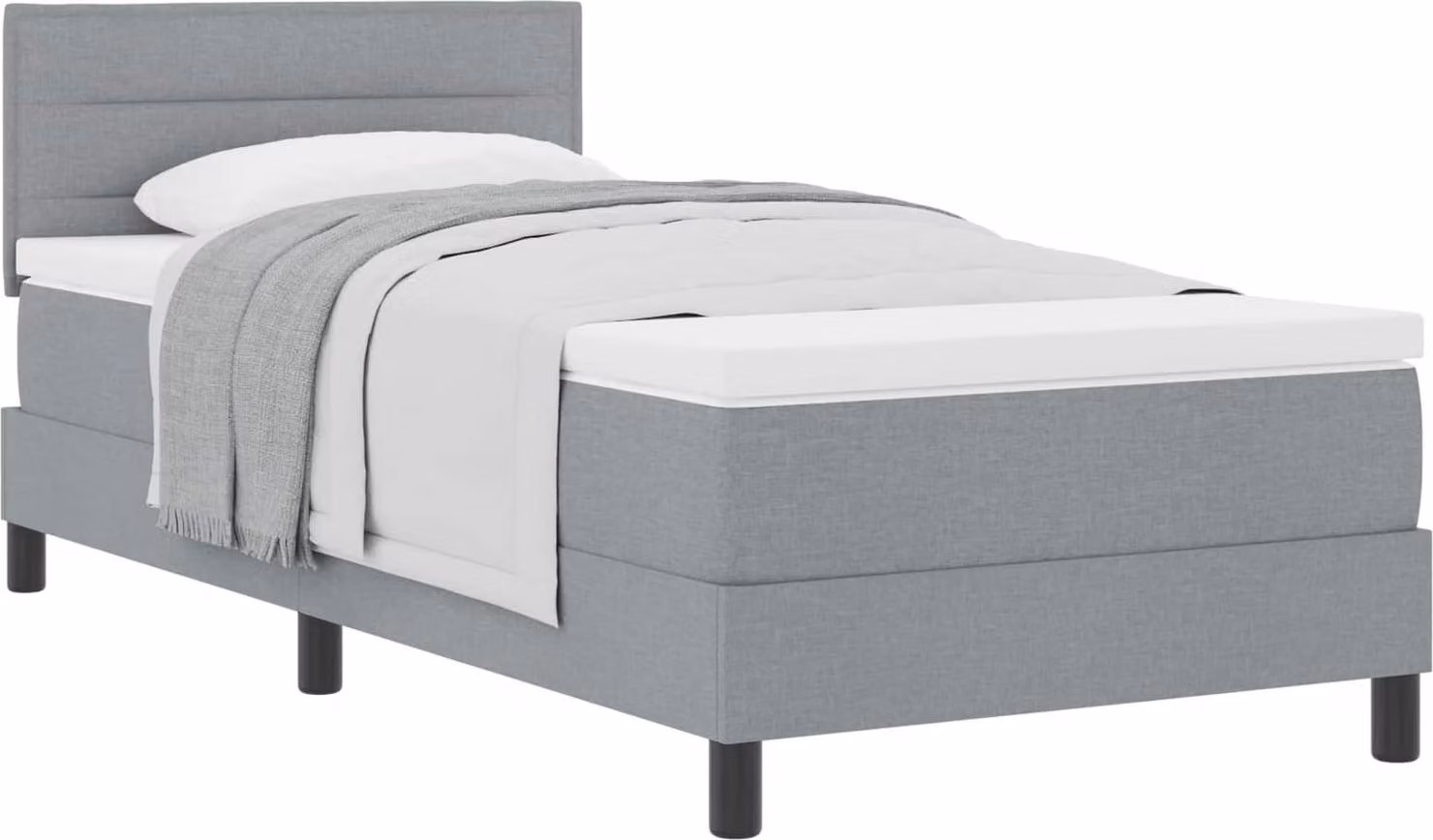 vidaXL Letto a molle con testiera grigio chiaro 100 x 200 cm in tessuto