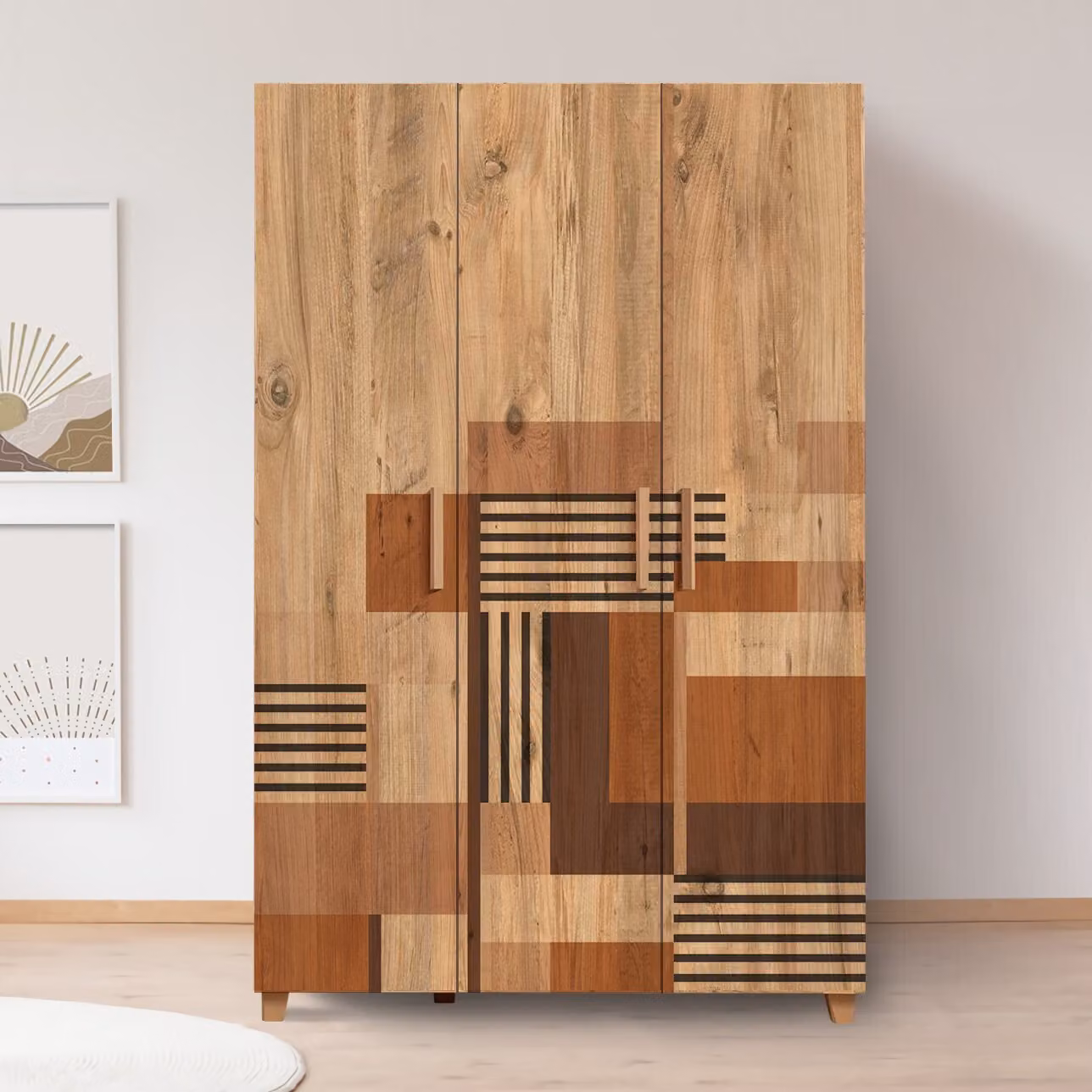 Skye Decor, Leva Hedera Colorblock, armadio, pino atlantico, pannelli truciolari rivestiti al 100% in melamina, 120 x 48 x 189 cm