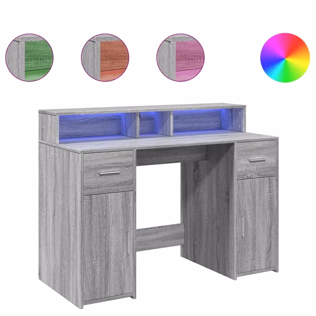 Scrivania da gaming moderna vidaXL in MDF laminato grigio L: 120 cm, P: 55 cm, H: 91 cm – 2