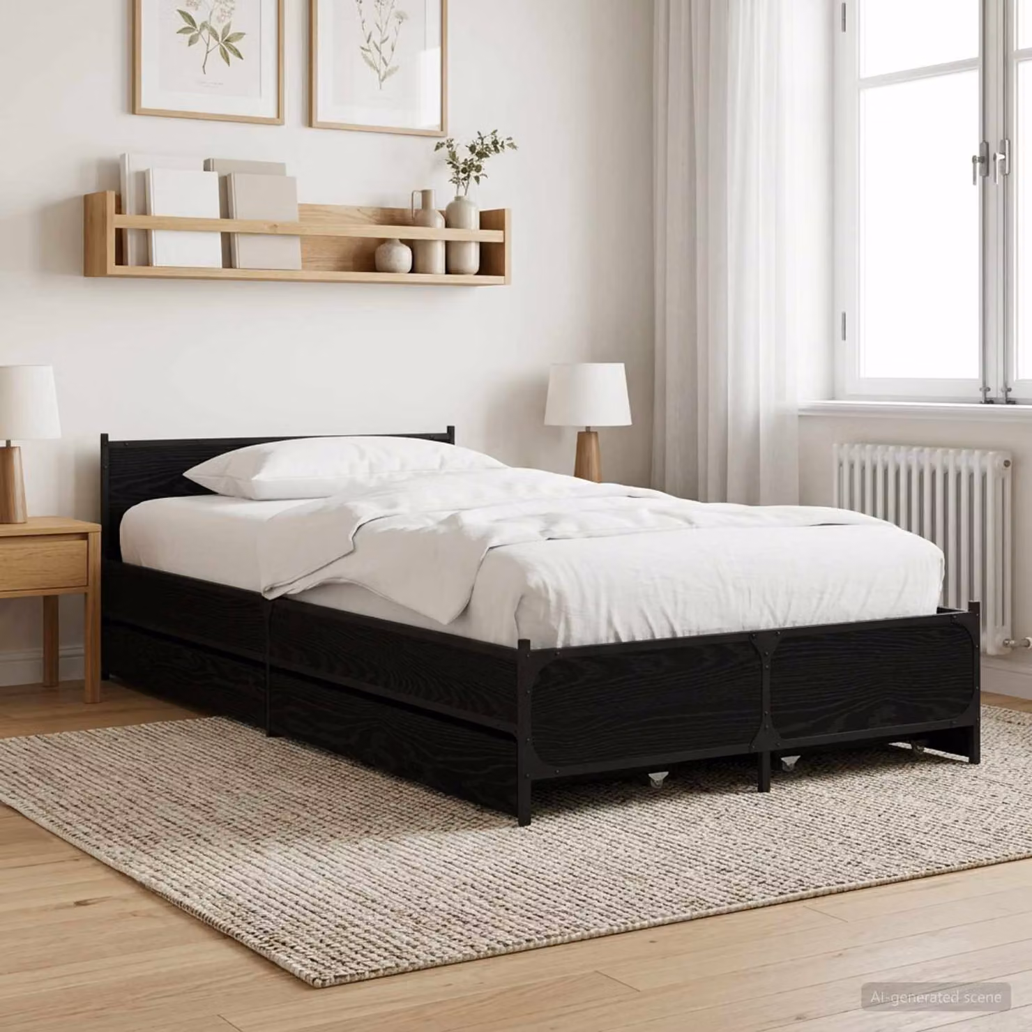 Struttura letto con testata vidaXL in legno nero L: 80 cm, P: 200 cm, H: 83 cm