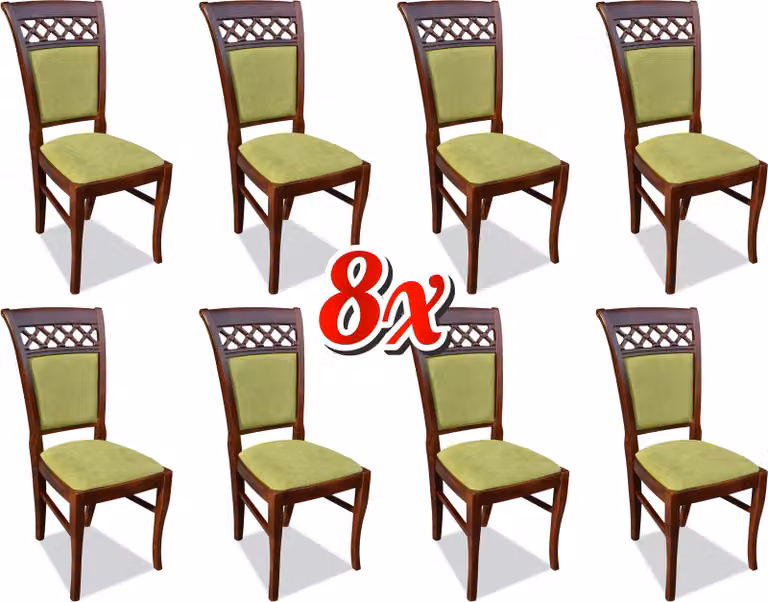 Stuhl 8x Esszimmer Polsterstuhl Lounge Textil Sitz Sessel Set Club Fernseh
