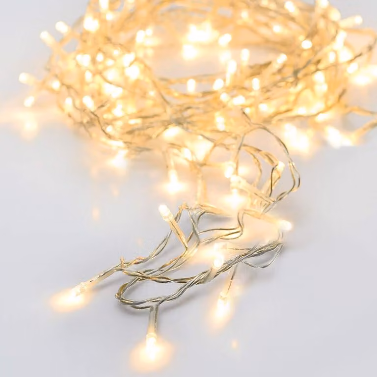 Catena luminosa, 24 LED bianco caldo, alimentata a batteria, 2,30 metri