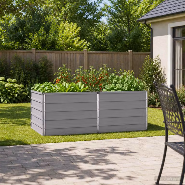 Letto rialzato da giardino vidaXL in metallo Grigio L: 160 cm, P: 80 cm, H: 55 cm