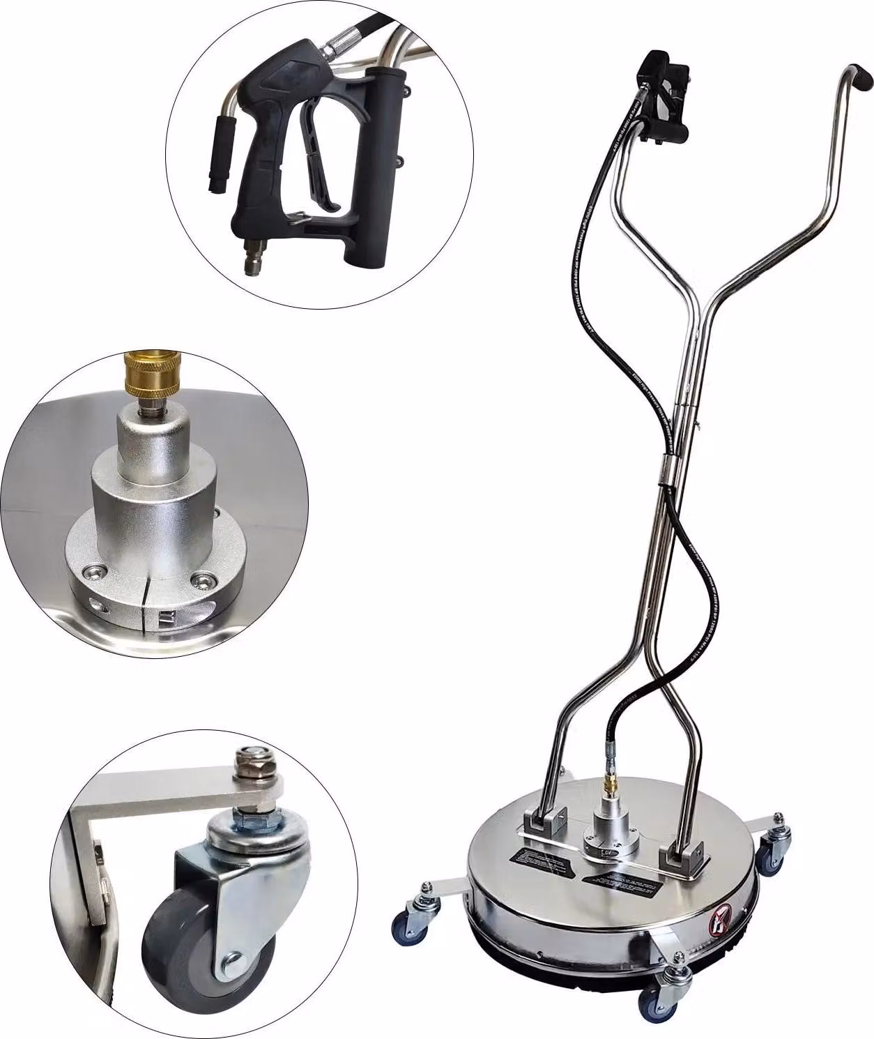 Pulitore per superfici per idropulitrici - Pulitore per pavimenti - 50,8 cm - 4500 PSI - Acciaio inossidabile - Design ergonomico