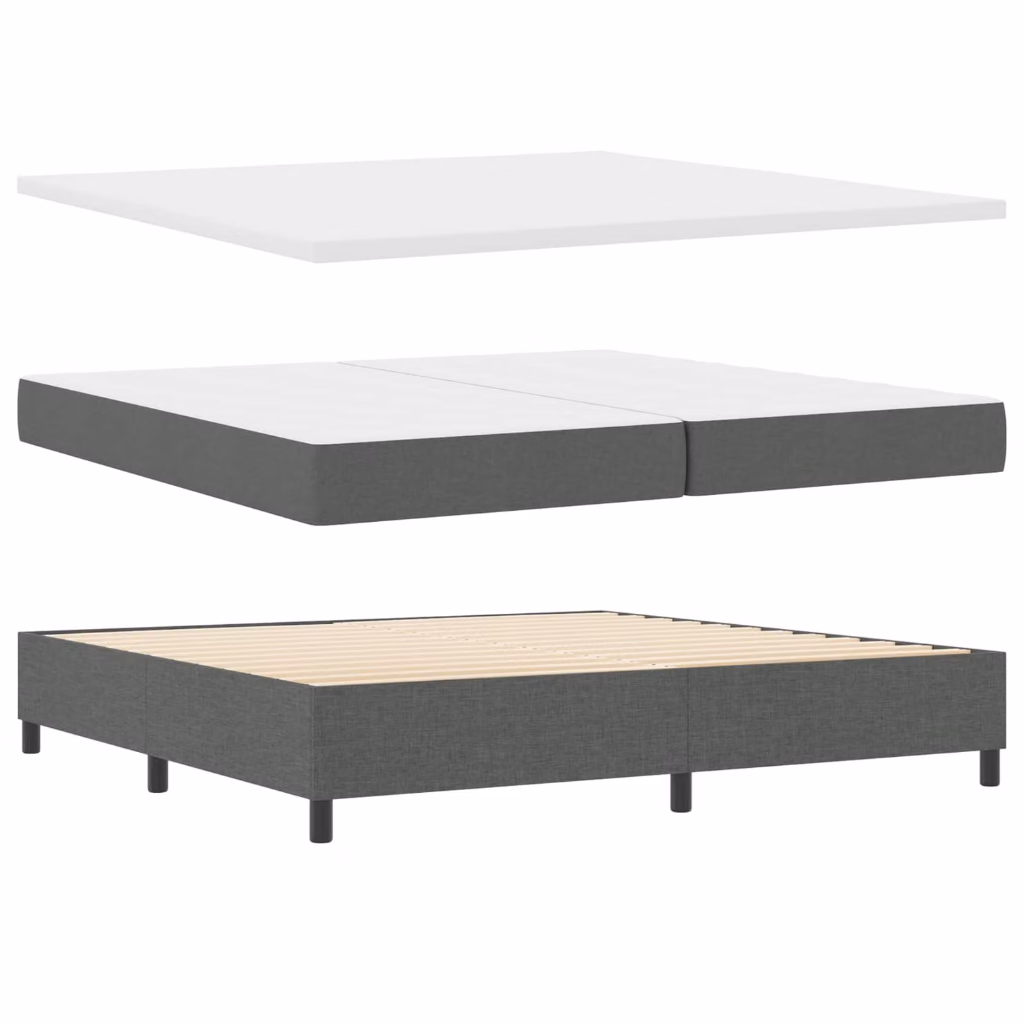 vidaXL Letto a molle moderno con strisce LED e porte USB, Grigio, L/P/H: 200 x 200 x 128 cm – 1