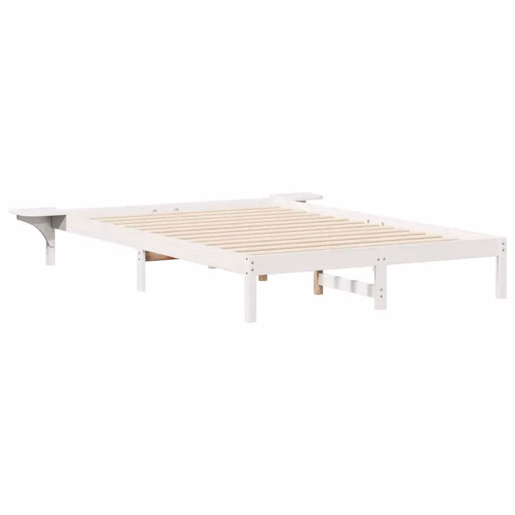 Letto moderno vidaXL in pino massello bianco con tavolini laterali L/P/H: 225.5 x 160 x 210 cm – 2