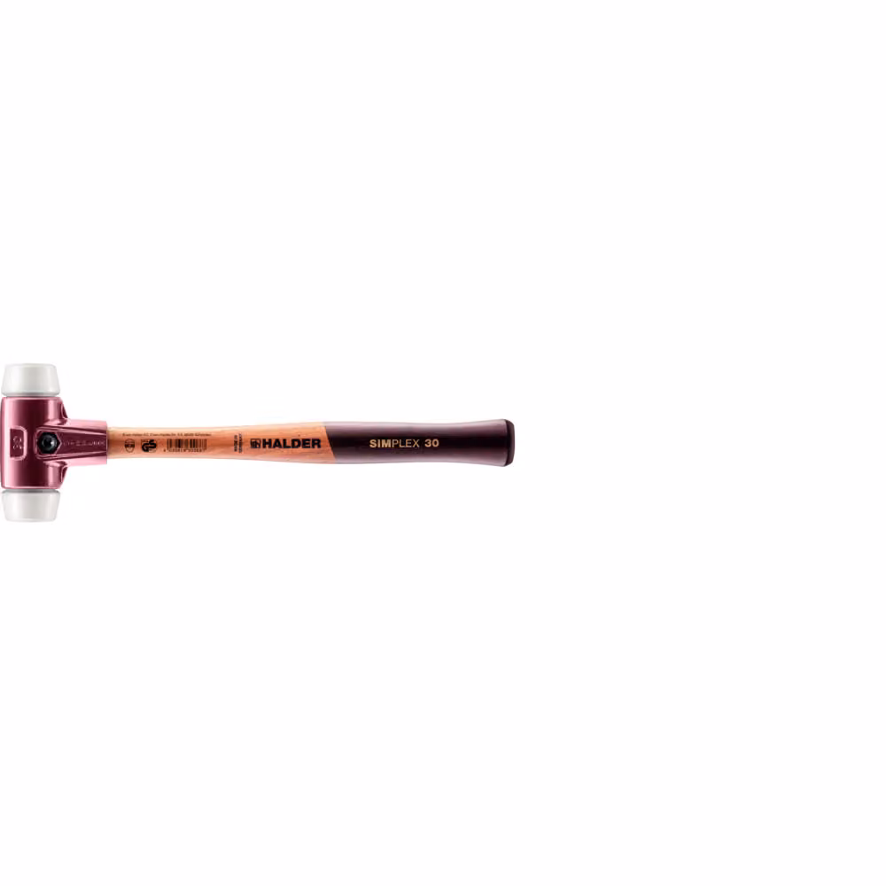 Mazza SIMPLEX soft-face con alloggiamento TE e manico in legno, Ø 30, superplastica
