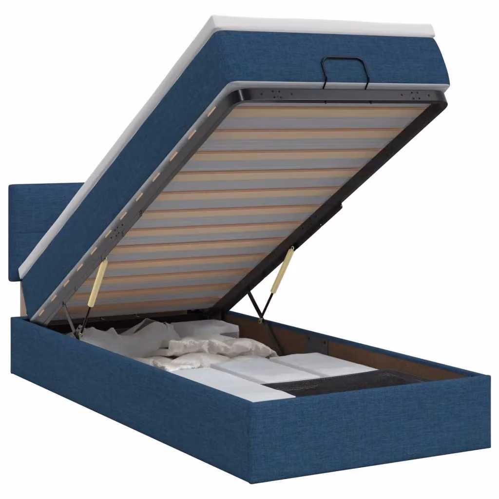 Letto ottomano con materasso vidaXL in tessuto blu L 90 x P 200 cm – 2