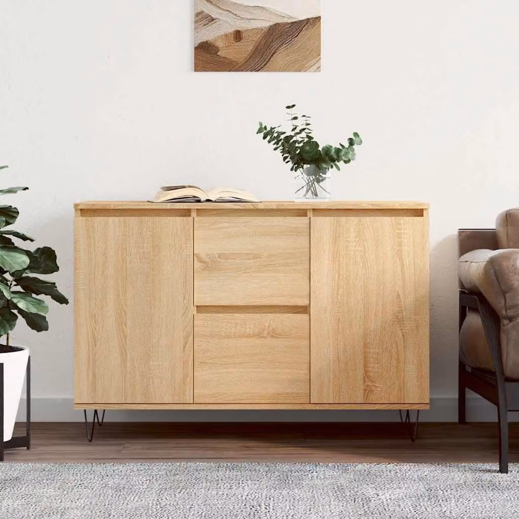 Credenza moderna vidaXL in legno multistrato color rovere sonoma, L 101,5 cm x P 35 cm x H 70 cm