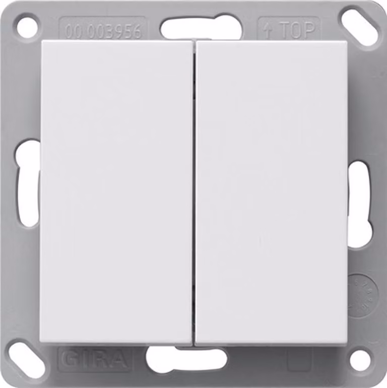 Trasmettitore da parete Gira RF 2f per sistema KNX 55, bianco puro, codice 517827