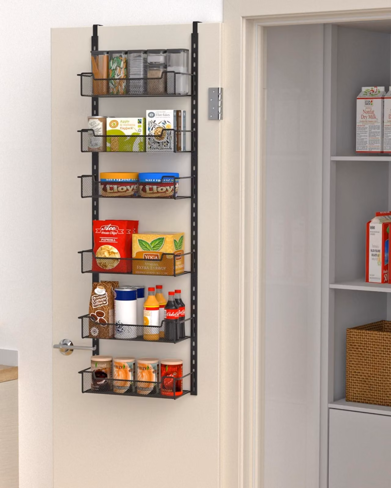 Omgoods - Organizzatore da appendere alla porta, 6 scomparti, colore nero